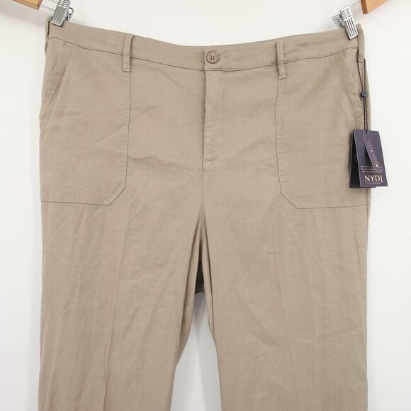 NYDJ Pants Wide Leg Cropped Capri Tan Khaki Linen Blend Plus Size 16W NWT - Picture 2 of 12
